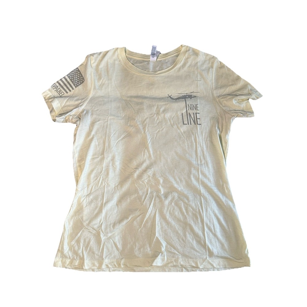 Nine Line Apparel Pastel Yellow T-Shirt Size‎ S Helicopter Graphic Distressed